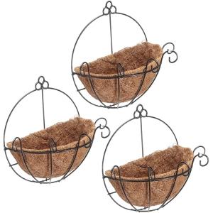 半円形 ハンギングバスケット 3個セット 寄せ植え プランター 壁掛け 屋外 フェンス 花 植物 ガーデニング( 横幅34cm)