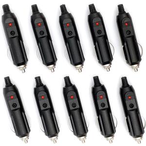 【互換品】 シガー ソケット オス プラグ(ブラック,  ワンサイズ 10個セット)