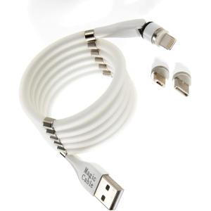 540 正規品 マジックケーブル USB充電ケーブル マグネットケーブル マグネット式 TYPE C( 白,  0.9m)