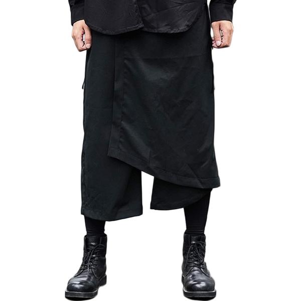サルエルパンツ ワイドパンツ 袴パンツ 変形 巻きドレープ ゆったり ビッグシルエット ひも( ブラ...