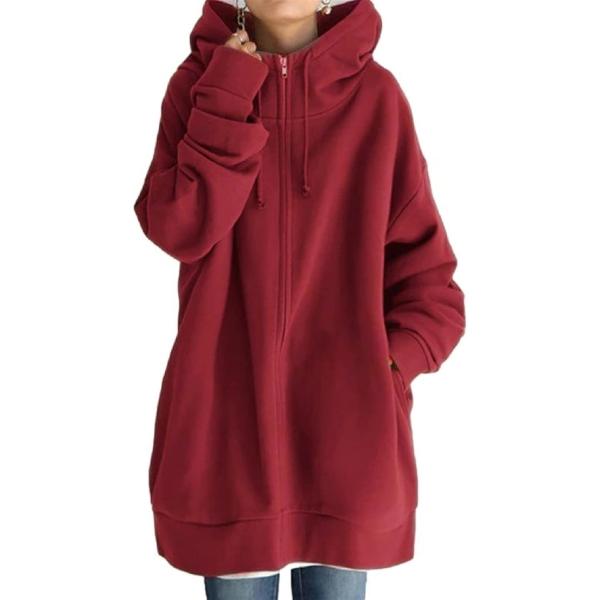 ニブンノイチプラス パーカー ジップ アップ 薄手 裏起毛 無地 カーディガン レディース 赤( レ...