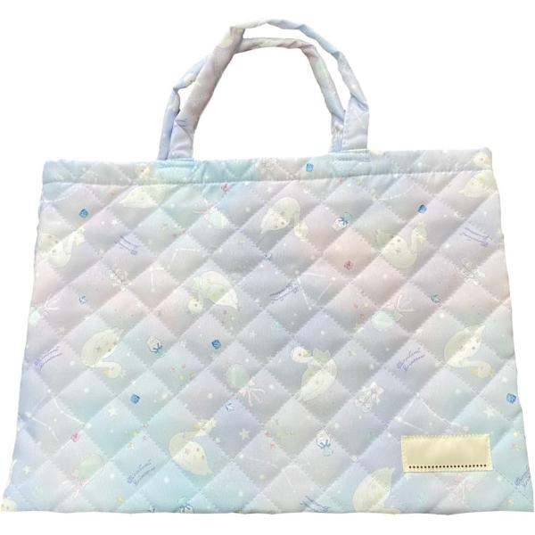 レッスンバッグ ポケット付き 絵本バッグ 手作り風 男の子 絵本袋 手さげ 帆布 女の子( パープル...