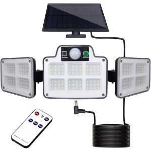168LED センサーライト ソーラーライト 人感センサー 分離型5mコード付き