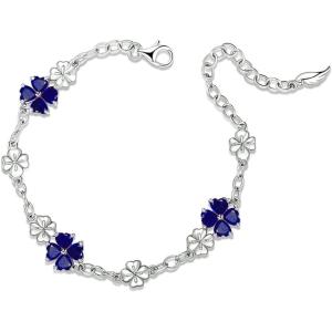 シルバー925 女性に人気 ブレスレットハート 四つ葉のクローバー