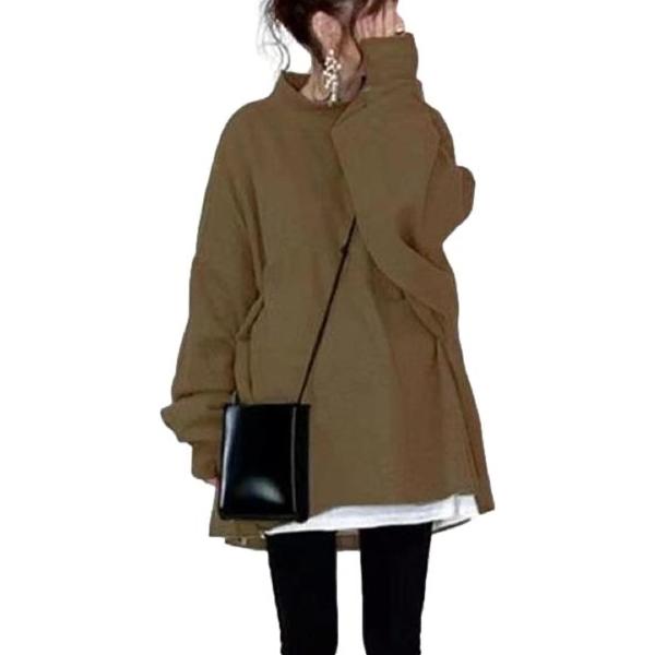 ニブンノイチプラス トレーナー チュニック ハイ ネック カラー パステル 重ね着風 レディース( ...