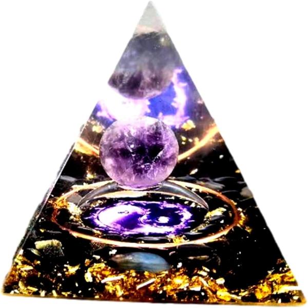 クリスタル ピラミッド オルゴナイト オルゴンピラミッド パワーストーン 水晶 6x6ｃｍ( インヤ...