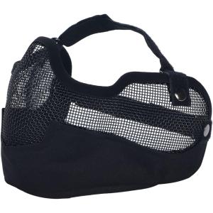 サバゲー マスク フェイスガード フェイスマスク 顔面 頬 顎 耳保護付き 曇らない メッシュマスク サバゲー装備 黒