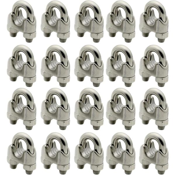 ワイヤークリップ 20個 ワイヤー止め金具 ケーブル固定金具 ステンレスワイヤー ロープ止め金具 m...