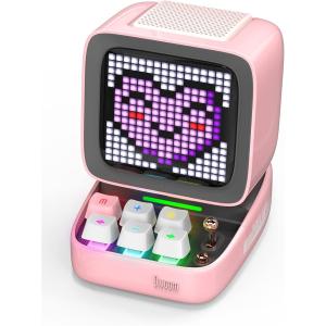 Ditoo Pro 可愛いスピーカー 15W 強化された低音 青軸キーボード RGBライト 音質高 PC用 ピクセルアート MDM (ピンク)