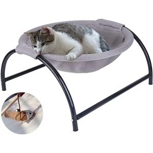 Bluestarz13923 お昼寝快眠 抗菌仕様 猫 ハンモック ベッド 猫おもちゃ＆収納袋付き 43cmx43( グレー)