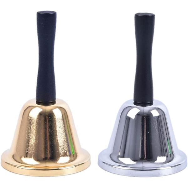 ハンドベル 卓上ベル 2個セット 祭り用品 くじ引き ガラポン 抽選 鐘 お店 x(ゴールド・シルバ...