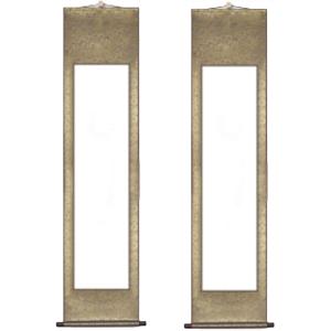 掛け軸 書道半紙 日本画 絵巻物 水墨画 花柄 2本セット(金色)