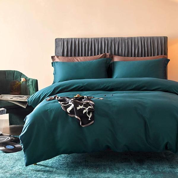 布団カバー 4点セット 無地 エジプト超長綿100% 掛布団カバー ボックスシーツ 枕カバー( ピー...