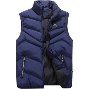 メンズ シンプル 中綿 フェイク ダウン風ベスト