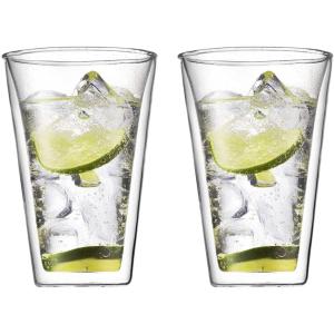 ダブルウォール グラス タンブラー 二重構造 耐熱 カップ 400ml( 2個セット)