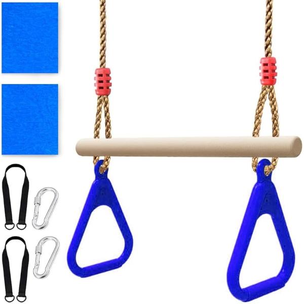 ぶら下がり ブランコ お家 体操 トレーニング に 最適 子ども 用 吊り輪 遊具( ブルー)