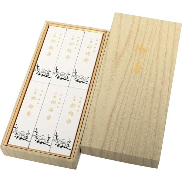 包装 蓮のし付き 白檀初梅 6箱入紙箱/ 日本製 国産 淡路島 ばいくんどう 線香 お線香