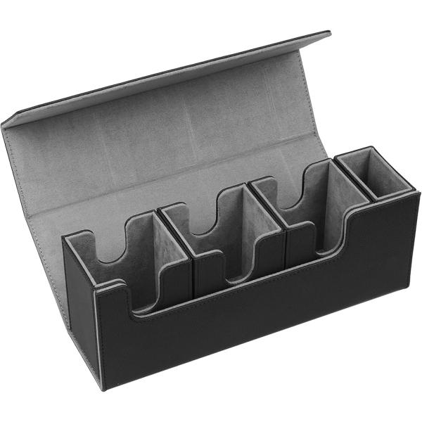 トレカ デッキケース マグネットで取り外し可能 カードケース トレーディング レザー MDM (ブラ...