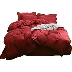布団カバー 3点セット 寝具カバー シーツカバー 枕カバー ベッドカバー( レッド,  シングル)