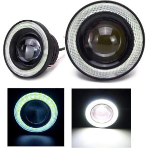 Kstyle 白 3.0 LED フォグランプ 汎用 イカリング 付き 30w 高性能 COB 防水 左右 MDM