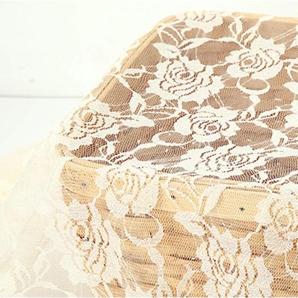 全11色 カラー バラ 柄 レース 生地 手芸用 約2m 幅約1.5m( ベージュ)