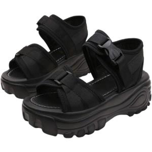 レディース 厚底 スポーツサンダル フラットソール ベルト 面ファスナー 軽量 24.0 cm