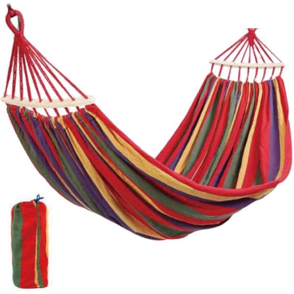 morytrade ハンモック 布製 木枠付き アウトドア キャンプ 室内 1人用 赤(1人用 赤)