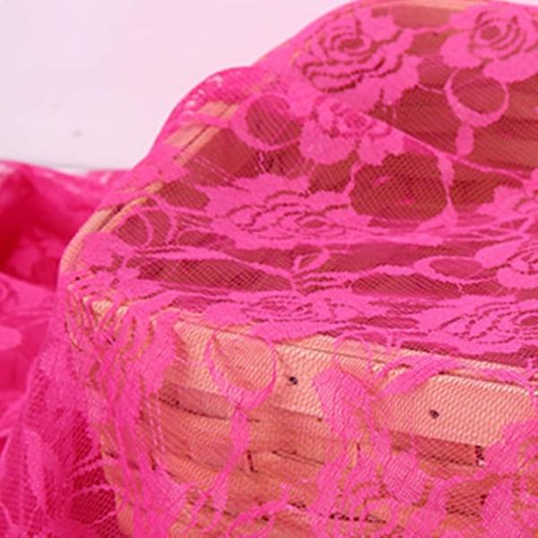 全11色 カラー バラ 柄 レース 生地 手芸用 約2m 幅約1.5m( 濃ピンク)