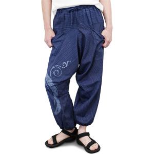 サルエルパンツ メンズ ワイドパンツ レディース ズボン 夏 MDM( ネイビー,  Free Si...