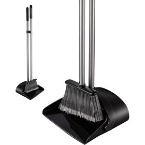 . ほうき ちりとり 掃除セット 自立式 収納に便利 掃除道具 長柄 長さ調整可 94cm-135cm MDM(ブラック)