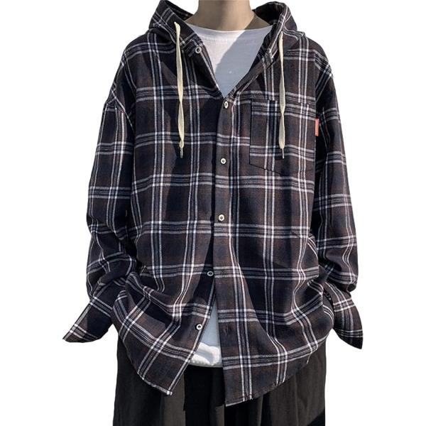 チェック パターン シャツ ストリート カジュアル 長袖 トップス ジャケット オシャレ アメカジ ...