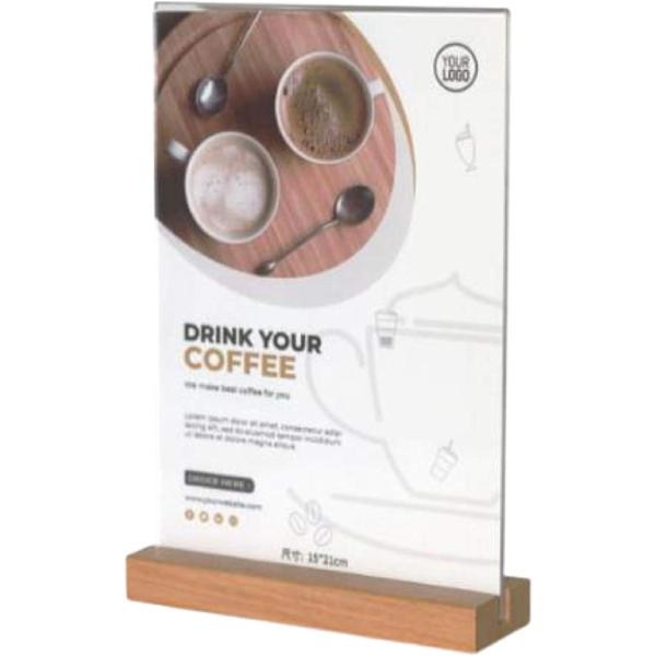 サインホルダー a4 メニュースタンド 卓上 POP 広告 メニュー立て 透明 木製 アクリル 縦(...