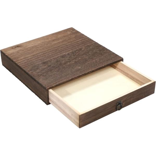 ビンテージ風 木箱 収納 一段 引出 小物入 ブラウン