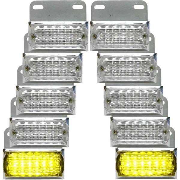 トラック用 サイド マーカー 角型 12 LED 24V クリアレンズ 汎用 10個 セット イエロ...