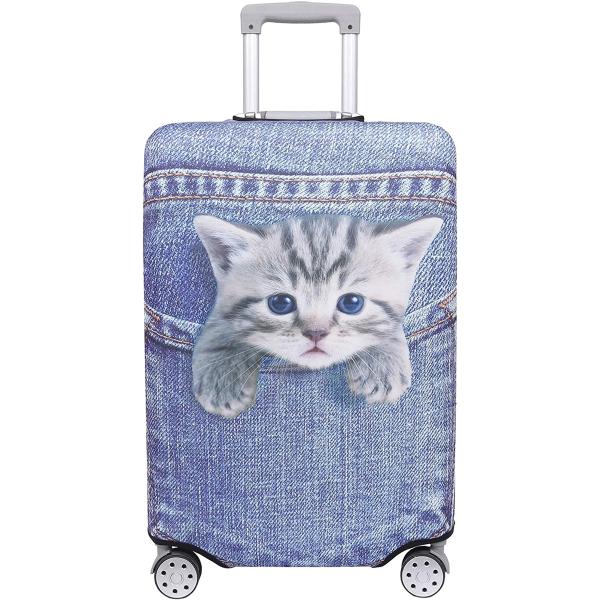 スーツケース 保護 カバー かわいい イヌ ネコ デニム トランクケース キャリーケース 伸縮 旅行...