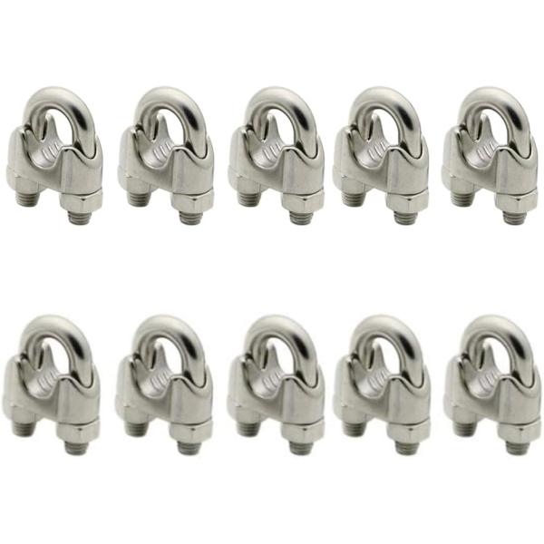 ワイヤークリップ 10個 ケーブル固定金具 ステンレス ロープ止め金具(4mm)