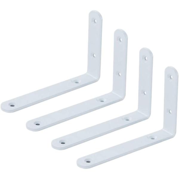 棚受け 金具 4本セット L型 DIY オリジナル 飾り棚 壁固定 シェルフ 白 195x140( ...