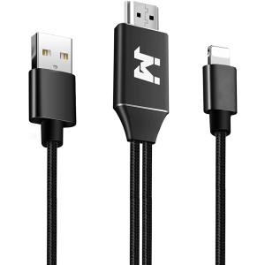 iphone hdmi 変換ケーブル iphoneケーブル 接続 アダプタ テレビ出力 ブラック 2M MDM(Black)