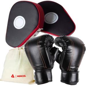 ボクシング グローブ ミット セット 収納袋 付き フリーサイズ パンチンググローブ( グローブ ＆ ミット(フリーサイズ・レッド))