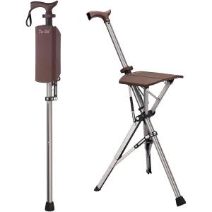Chair ターダチェア ステッキチェア 杖椅子 椅子になる杖 一脚杖 (ブラウン,  杖の長さ：85cm)