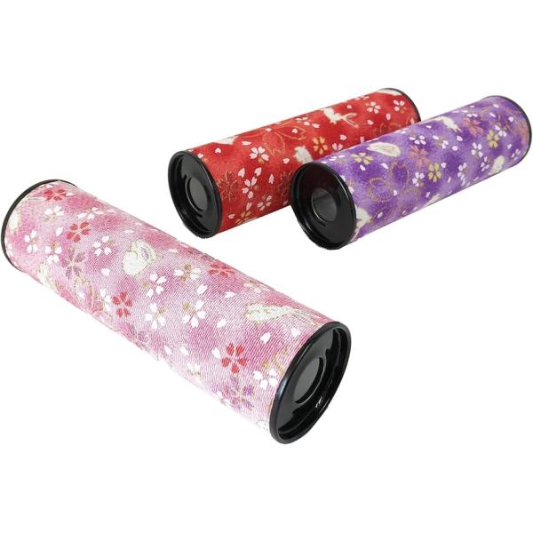 万華鏡 3個セット ちりめん 日本製 懐かし玩具 子供 うさぎ柄 桜柄 おもちゃ 民芸品(ピンク、赤...