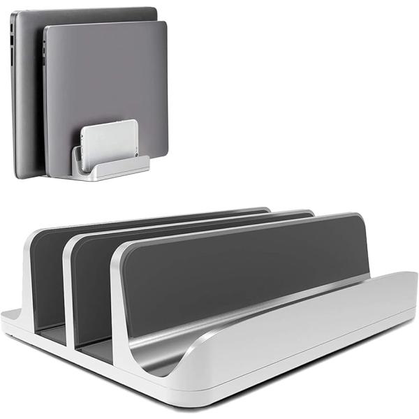 新型3in1ノートパソコンスタンド、縦置きスタンド、冷却スタンド、幅を調整可能、アルミニウム素材( ...