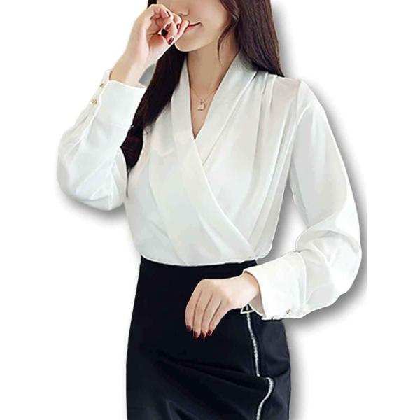 ルクシア フィル レディース ドレープ Ｖネック ブラウス シャツ サテン ゆったり シルエット と...