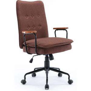 ダブルクッションチェア オフィスチェア デスクチェア 椅子 ロッキング機能 布製取外し可能 2層座面 ダークブラウン( ブラウン)｜horikku