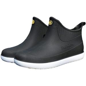 カラフル メンズ ショート レイン ブーツ 雨靴 雨具 長靴 26.0cm(ブラック, 26.0 cm)