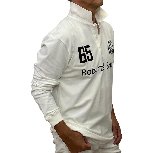 ポロシャツ メンズ 長袖 ゴルフウエア 100%コットン 刺繍仕上げ ゴルフポロ MDM(バニラホワ...