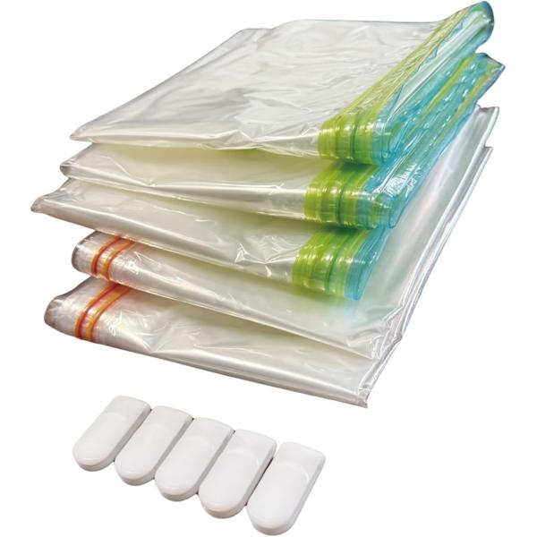 布団圧縮袋 特大 5枚セット 布団収納袋 掛け布団用 3枚+敷き布団用 2枚空気が抜けない 特許 ス...