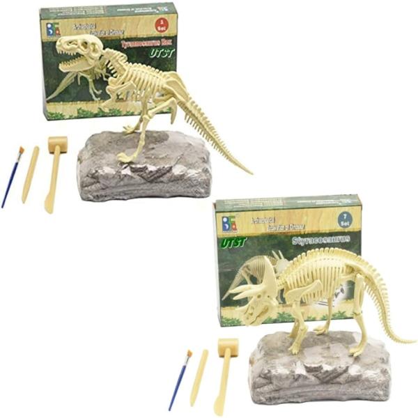 恐竜 化石発掘キット おもちゃ 発見学習セット 2個セット TRex＋Triceratops