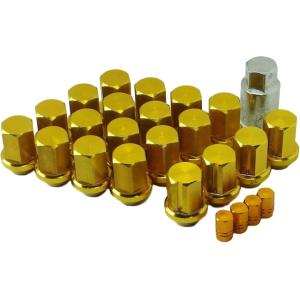 スリット ロック レーシング ナット アルミ製 エアバルブキャップ付き 軽量 盗難防止 金 5穴用 ...