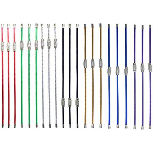 ワイヤーリング ワイヤーキーホルダー ネジ式 キーリング ステンレス製 カラフル 紛失 盗難防止 7...